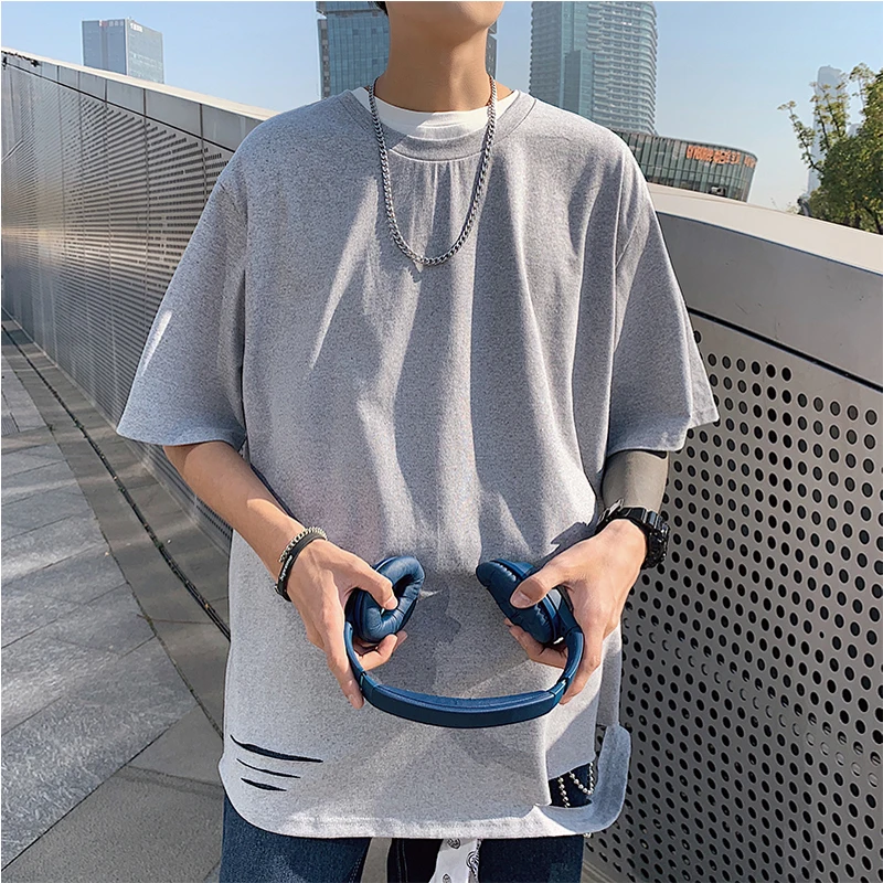 Футболка мужская с дырками хлопковая тенниска коротким рукавом майка в стиле