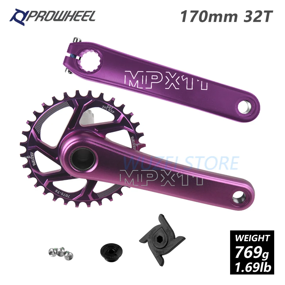 170mm Purple 32T PROWHEEL MPX11 шатун для горного велосипеда 170 мм кривошипная Звездочка алюминиевый сплав mtb части велосипеда для SRAM GXP XX1 X9 XO X01 - Цвет: 170mm Purple 32T