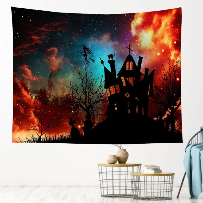 Украшение на Хэллоуин настенное одеяло тыквы гобелен в виде черепа для спальни