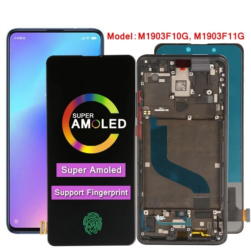 

Super Display For Xiaomi Mi 9T LCD Touch Screen Replacement Support Fingerprint For Mi9T Mi 9T Pro M1903F10G M1903F11G