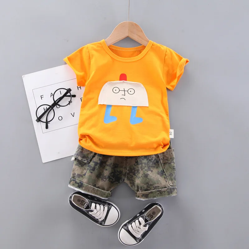 

Summer Baby Fashion Clothes Children Boys Cotton T Shirt Shorts 2Pcs/sets Kids Infant Cartoon Clothing Toddler Girls Sportswear