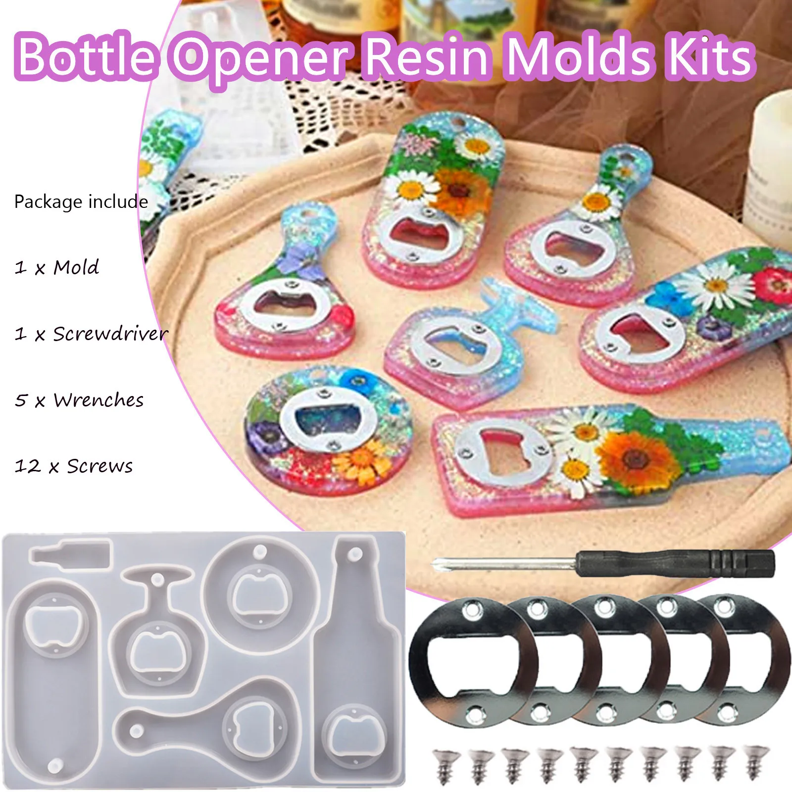 Пивной ключ открывалка для бутылок сухой цветок зеркало силиконовая форма