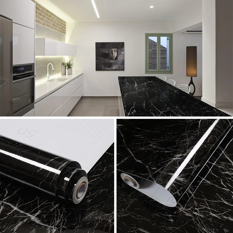

Marble waterproof self-adhesive wallpaper Desktop corridor kitchen cabinet furniture refurbished peel and stick wallpaper