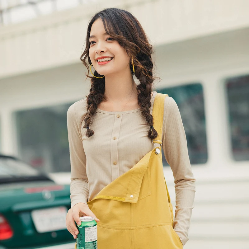 INMAN Spring Autumn Winter Korean Style Solid Color Tee Shirt Femme Fashion Women Ladies Long Sleeve Plain T | Женская одежда