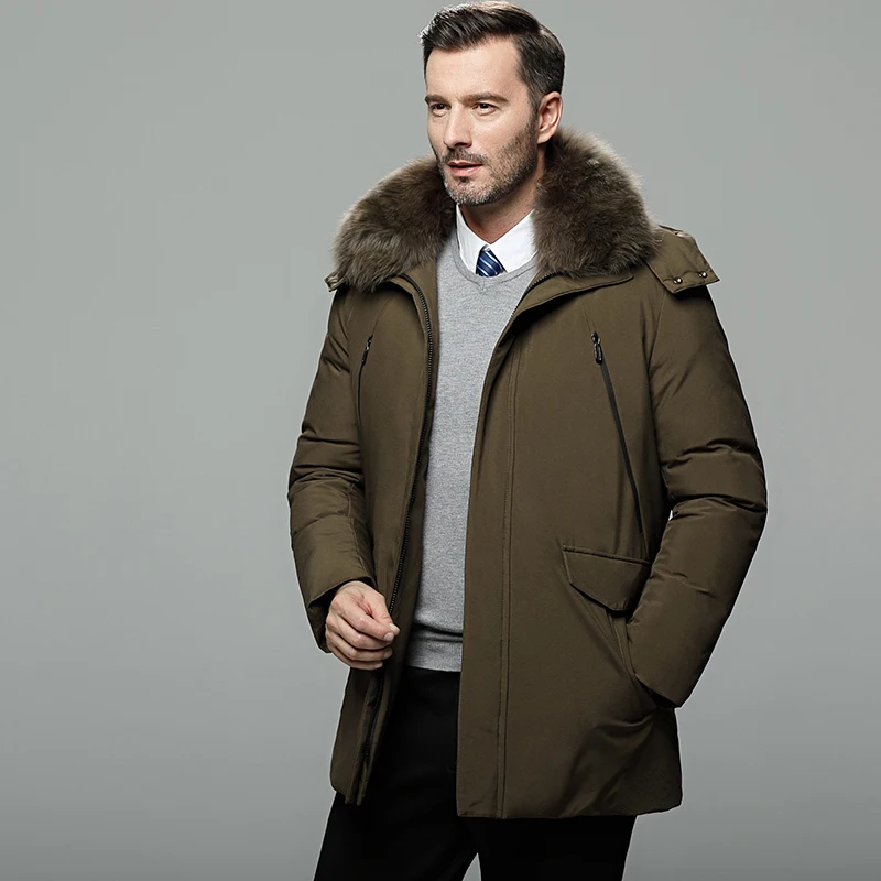 

2021 Winter Hooded Plus Long Warm Thick Men's Parkas Jacket Coat Vintage Casual Classic Windproof Pocket Parka Tops Male Clothes