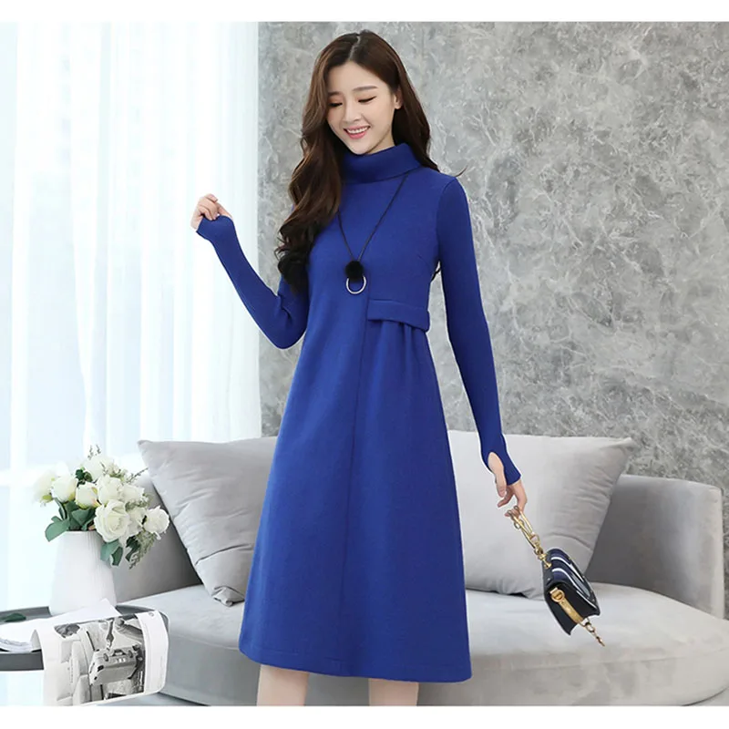 Шерстяное платье Женская осенне зимняя одежда новая Корейская версия длинного