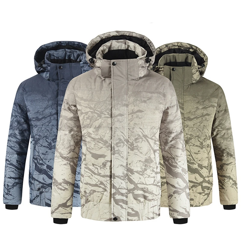 Мужская камуфляжная куртка пуховик с капюшоном светильник кие теплые пальто на
