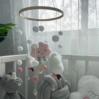 cloud dreamcatcher baby bed rattles crib felt hair ball rotating bed bell for baby room bed hanging dream catcher pendant decor