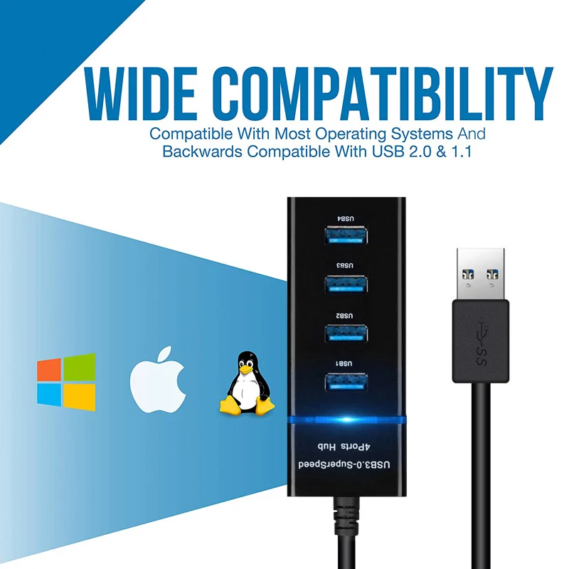 USB 3 0 концентратор 4 порта мульти сплиттер адаптер 5 Гбит/с супер скорость со