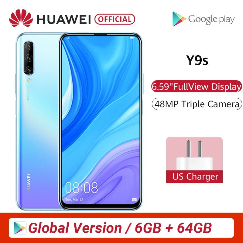 Предоплата, глобальная версия, huawei Y9s, 6 ГБ, 128 ГБ, смартфон, 48MP, AI, тройная задняя камера s, авто-всплывающая фронтальная камера, 6,59 “мобильный телефон