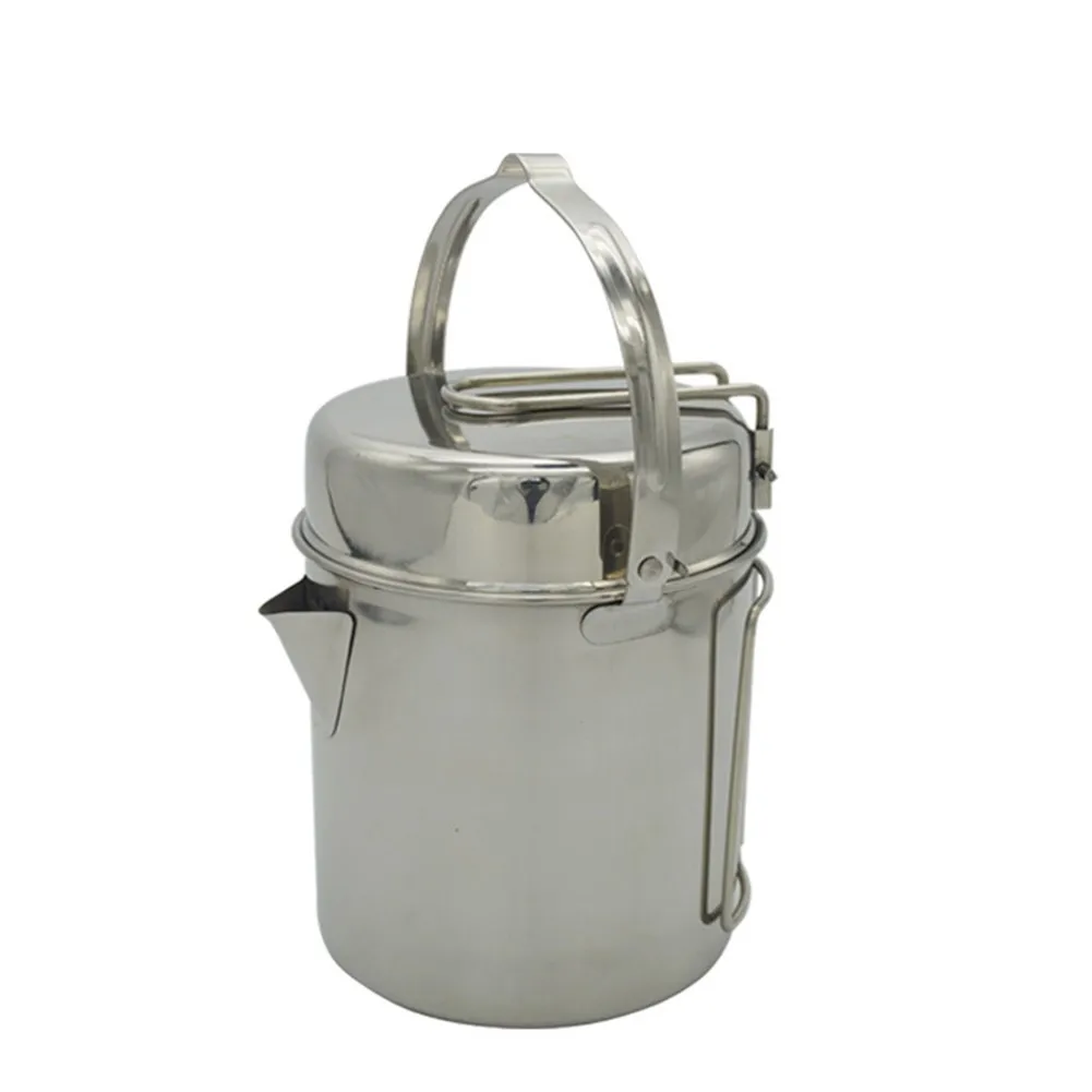 

Pot Kits Cooking Cup Lightweight Cookware Bowl Cup With Folding Handle & Lid Kit Camping Hiking Picnic Water Rice Food Bowl Cup