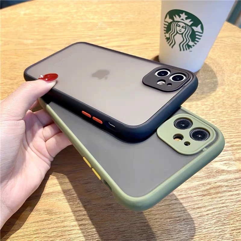 Стильный хит цвет матовое покрытие защита Гибридный чехол для чехла iPhone 12 11 Pro Max SE