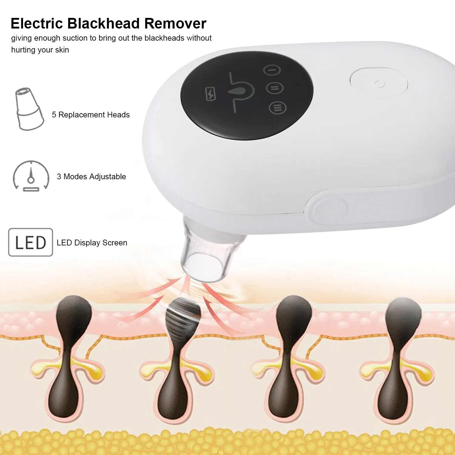 Прибор для вакуумной чистки лица 3 уровень всасывания электрическое средство