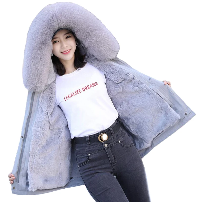 2019 Высококачественная меховая Парка женская зимняя куртка с подкладкой из
