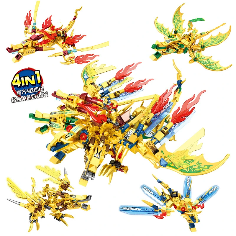 

Новинка 2021 г., 4 в 1, серия «Золотая темная летучая мышь», теродактил, дракон, сезон 13, строительные блоки, классические модели, наборы кирпичей...