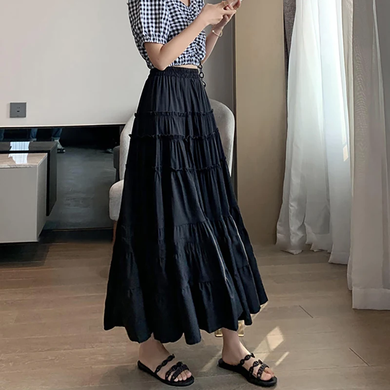 

Cheap wholesale 2021 spring summer autumn new fashion casual sexy women Skirt woman female OL long skirt pleated skirt Fy2139