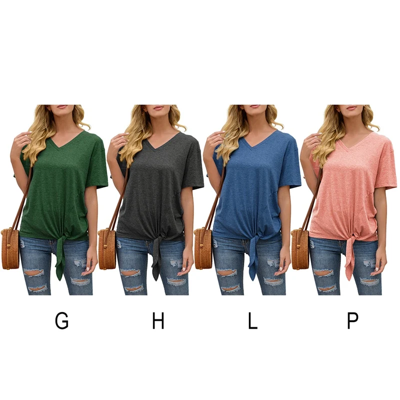 

Women's Short-sleeved V-neck Shirt Loose Casual T-shirt
