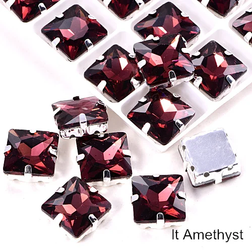 Light Amethyst Квадратные много цветов стеклянные стразы шьют на стразы с коготь Flatback лучшие стеклянные стразы пришить на коготь из стразов для одежды B3467 - Цвет: Light Amethyst