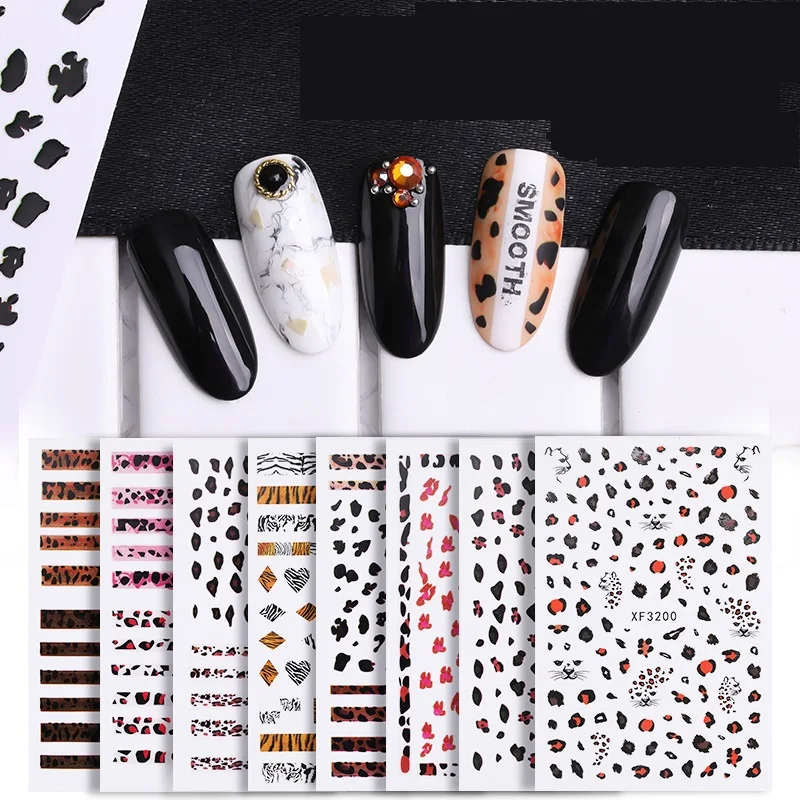 3D наклейки для ногтей фольга леопард самоклеящиеся сексуальные животные дизайн