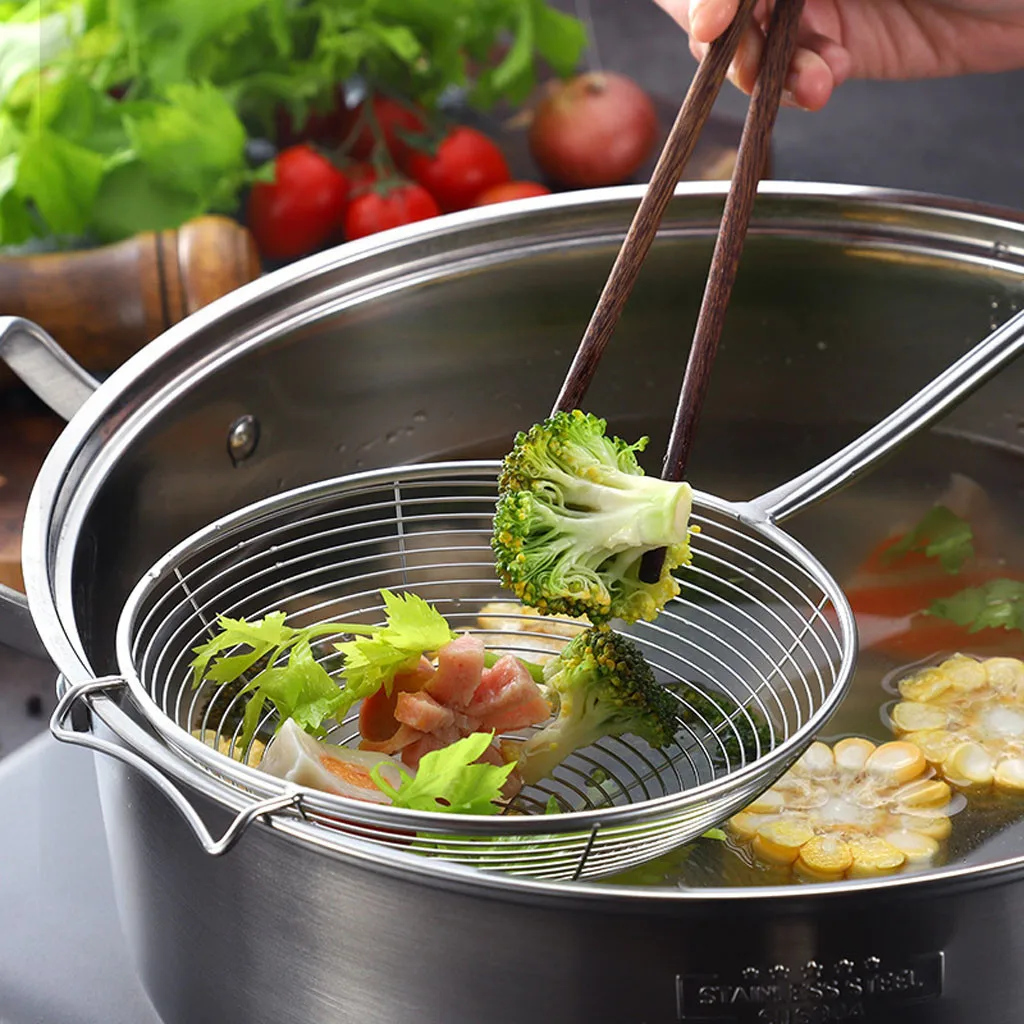 Кухонная круглая сеть из нержавеющей сетки с крючком половник дуршлаг сетчатый