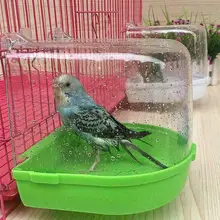 Пластиковая коробка для ванны с птицами, набор диспенсеров для воды, многофункциональная коробка для ванны с попугаем, настенная душевая клетка для птиц, аксессуары