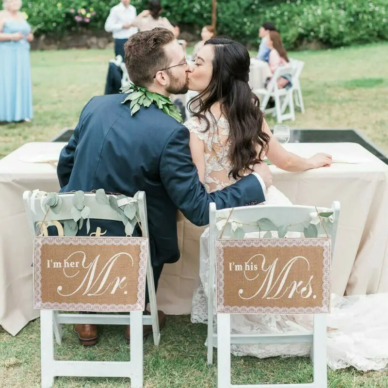 2 шт. Mr Mrs свадебный стул Флаг украшения полотно мешковина баннер набор знак