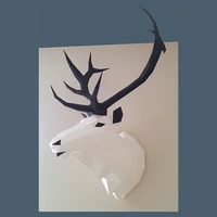deer head trophy 3d papercraft model animal elk paper sculpture modern home decor bar wall decoration crafts diy handmade