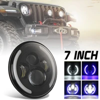 7 inch 200w 20000lm waterproof led headlights drl hilo beam with blue halo ring angel eyes fit for jeep wrangler jk tj cj cars