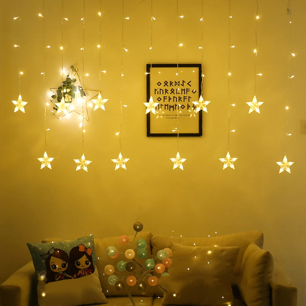 СВЕТОДИОДНАЯ Гирлянда занавеска в виде звезд 5 м 220 В|Украшения своими руками для