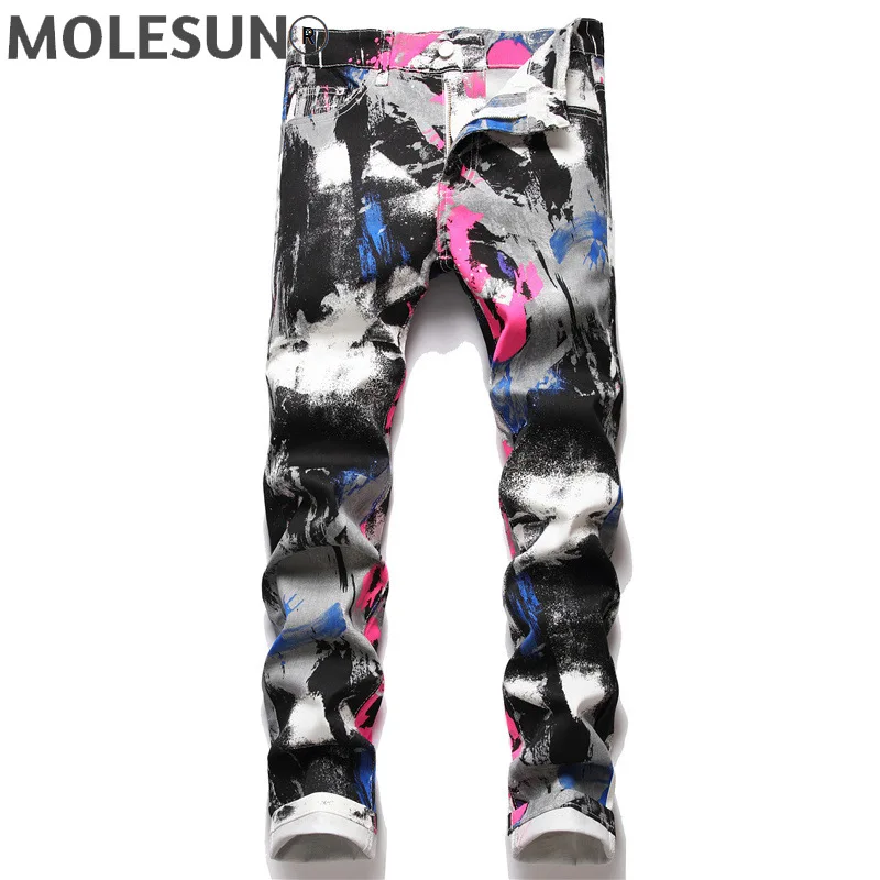 

2021 new fashion pink man jeans black casual style zipper slim pants jeans