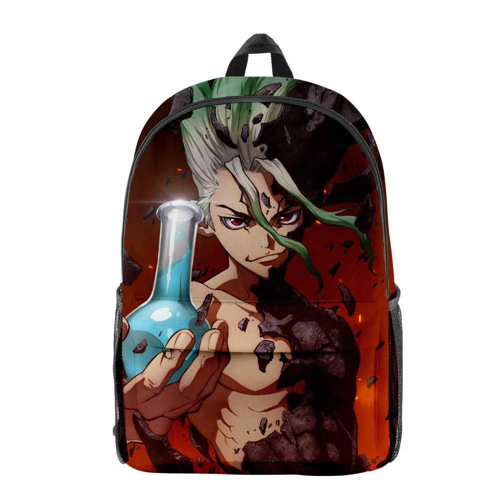 

Trendy Dr.stone School Bags Boys Girls Mini Travel Bags 3D Print Oxford Waterproof Notebook Fashion Shoulder Backpacks