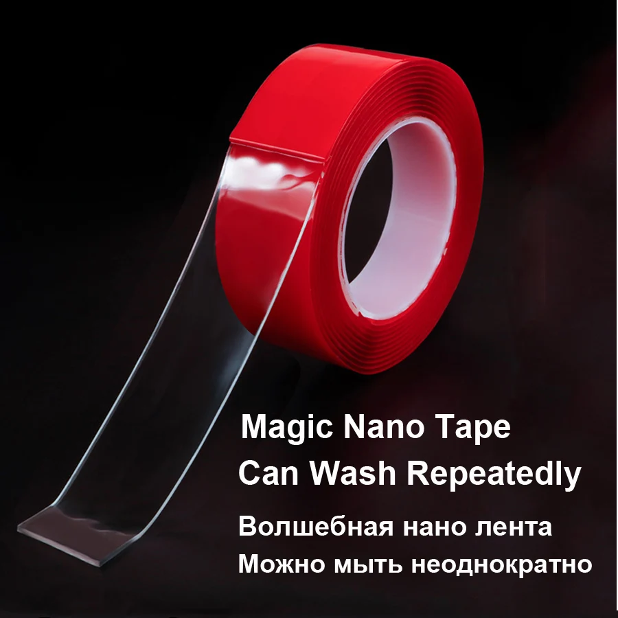 Прозрачный гелевый захват волшебная нано лента моющаяся двухсторонняя