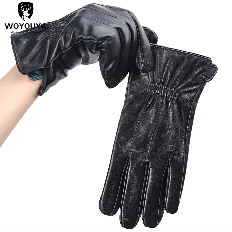 Брендовые мужские перчатки из овчины разных стилей черные кожаные сохраняющие