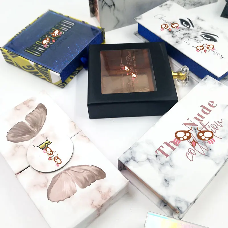 

Wholesale 100Pcs 25mm False Eye Lash Boxes Packaging Private Label Custom Logo Mink Empty Eyelash Box Faux Cils Strip Empty Case