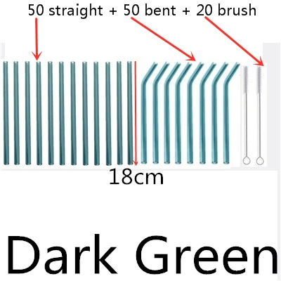 100 straw - 20 brush 100 шт многоразовые стаканы для питья 18 см х 8 мм для смузи, чая, сока- 10 упаковок с 20 щетками для чистки - Цвет: 100 straw - 20 brush