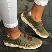 womens hedging sneakers light loafers vulcanized shoes breathable hollow casual shoes ladies single shoes