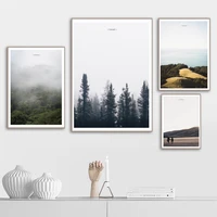 modern landscape wall art pictures fog forest mountain canvas paintings posters prints living room home office decor