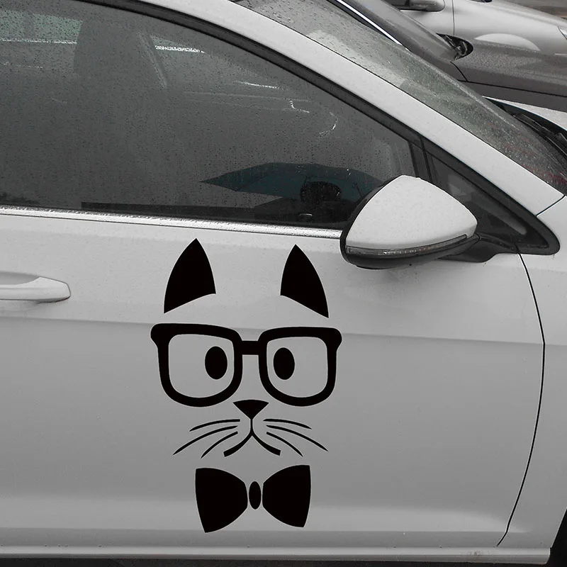 

43.2cm x 55cm Hipster Cat Funny Car Sticker For Cars Side Door, Truck Window ,Auto Hood Vinyl Decal 8 Colors