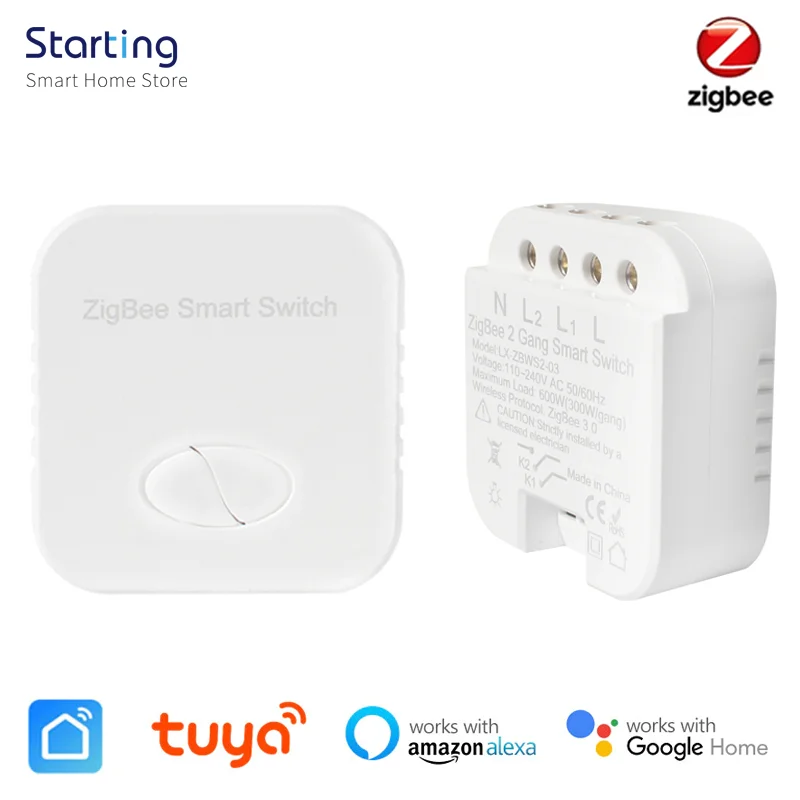 

Релейный модуль Tuya ZigBee 3,0, 1/2 кнопок, умный мини-переключатель, голосовое управление, работает с Alexa Google Home