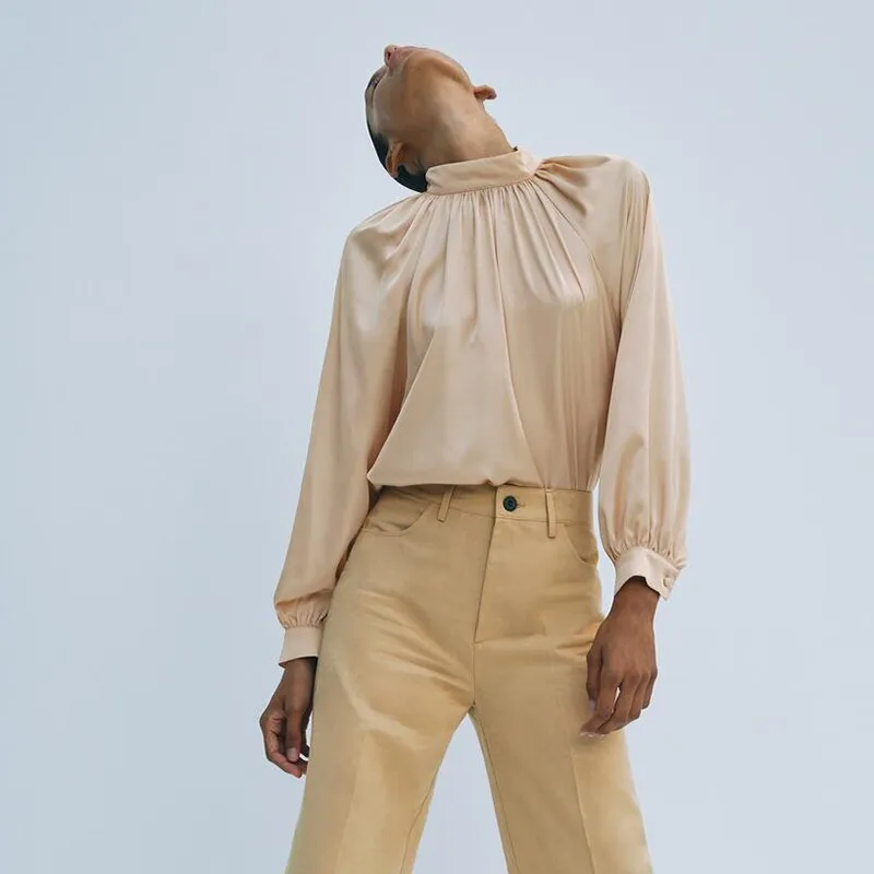 

Женская Повседневная рубашка Uniera 2021 Za с плиссированным вырезом и пуговицами