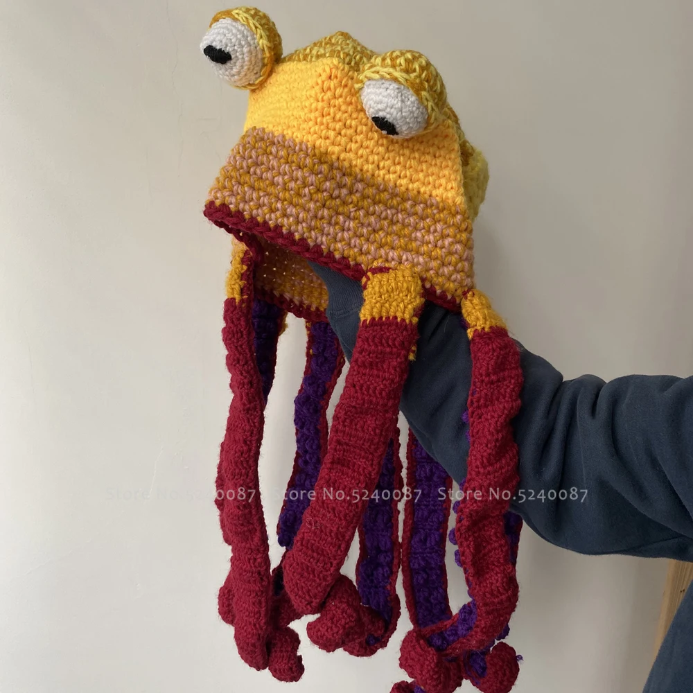 Вязаная Шерстяная Шапка-Осьминог для мужчин и женщин головной убор косплея Для