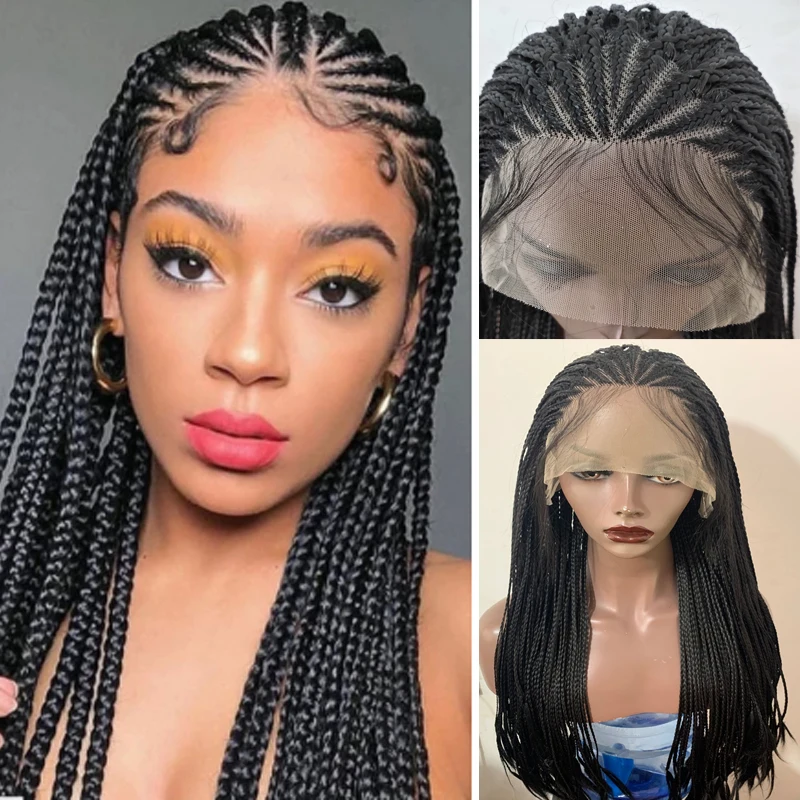 

Preplucked Free Part Synthetic 13*4 Lace Front Wig Afro 3x Twist Braids Wigs For Black Women Mambo Full Head Wig Braided Wig