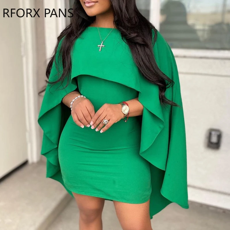 

Plain Cape Sleeve Bodycon Dress Mini Dress for Women