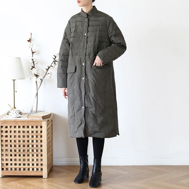Женская парка с длинным рукавом Johnature винтажная свободная карманами и пуговицами