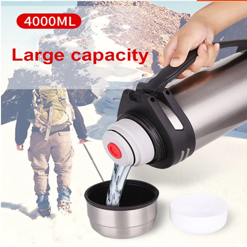 1200-4000ML Large Thermos Bottle Vacuum Flasks Stainless Steel Insulated Water Thermal Cup With Strap 48 Hours Insalation | Дом и сад