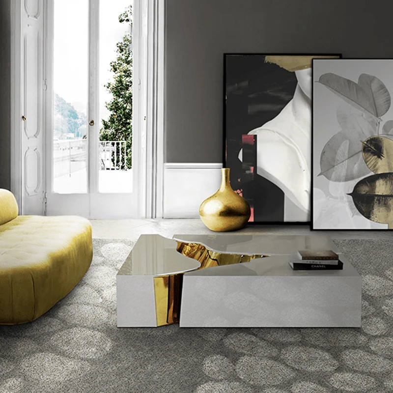 

Italian Design Living Room Furniture Modern Coffee Table Center Table Stainless Steel White