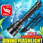 Светодиодные фонарики высокой мощности IPX8 T6, водонепроницаемый супер яркий фонарик для подводного плавания с батареей 18650, подводный фонарик, фонарик