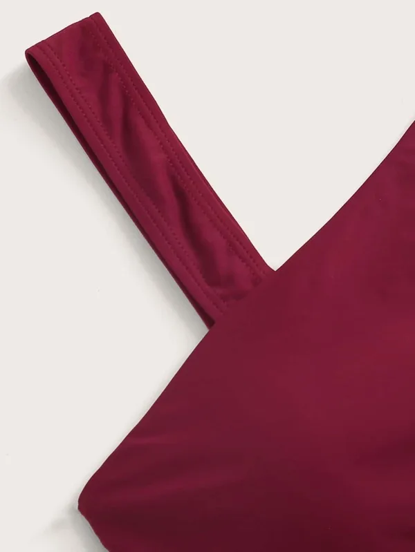 Сексуальный женский однотонный красный купальник с эффектом пуш-ап купальный