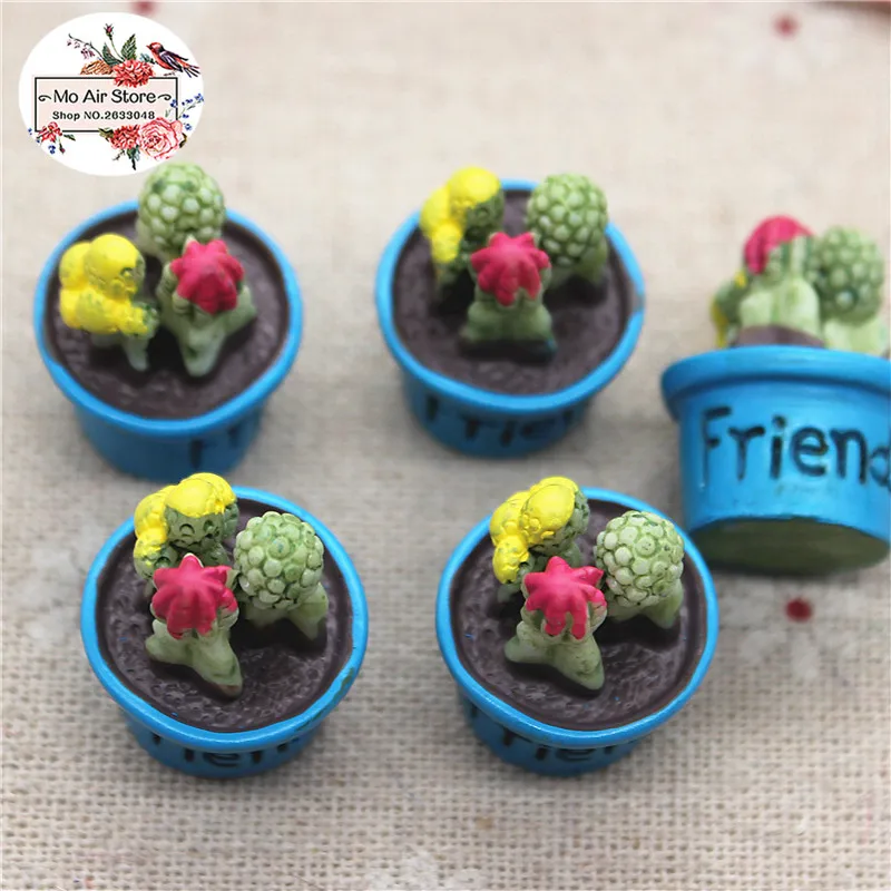 5pcs/lot 3D resin cabochons accessories cactus bonsai microlandschaft 18x24mm | Figurines &amp Miniatures