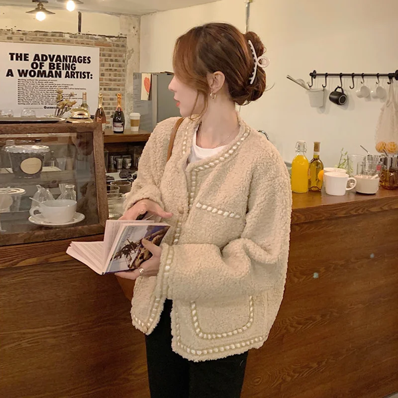 

Xiaoxiangfeng Imitation Lamb Wool Coat Women's Dress Thickened in Winter 2021 New Korean Gentle Celebrity